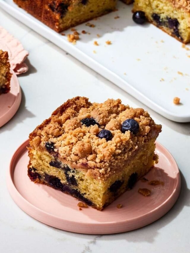 Blueberry Crumb Cake is bursting with juicy flavor.
